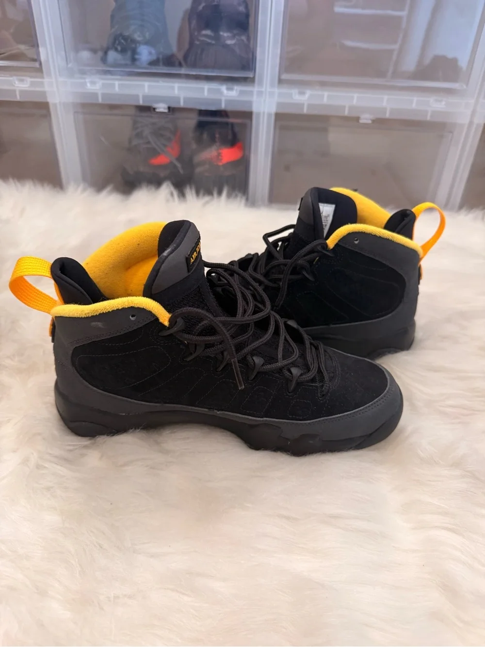 Jordan 9 Black and Yellow Sneakers